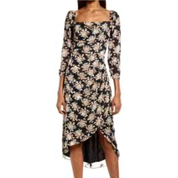 Lush Black and Cream Floral Dress - Picture 1 of 2